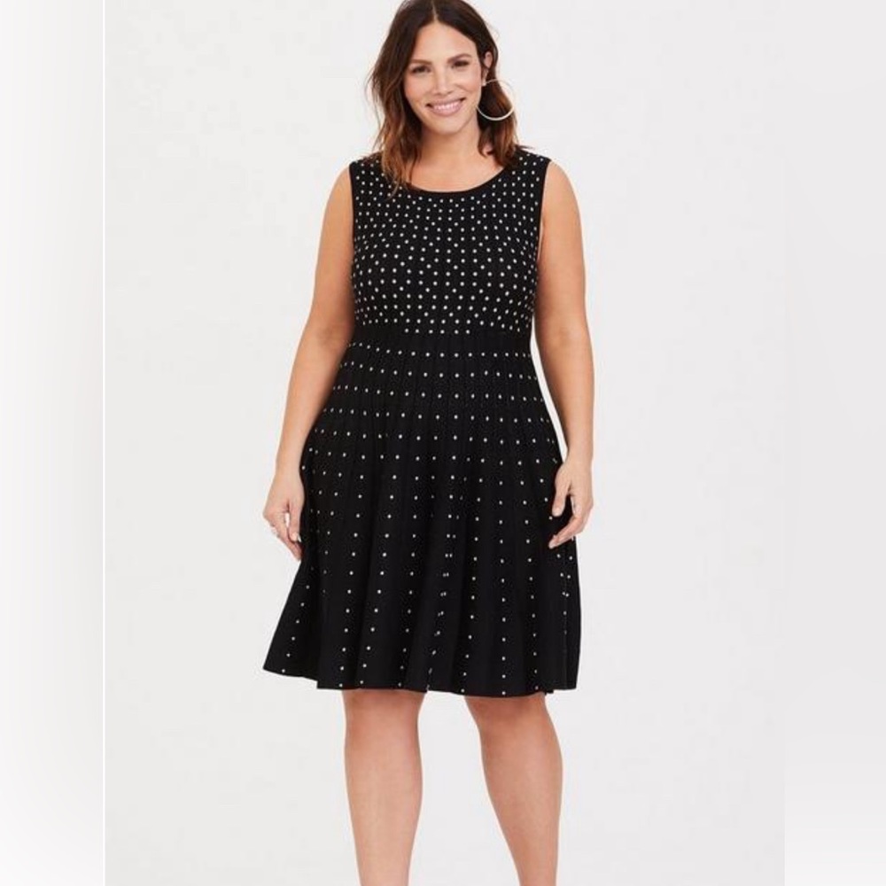 Torrid Black and White Dotted Sweater Dress